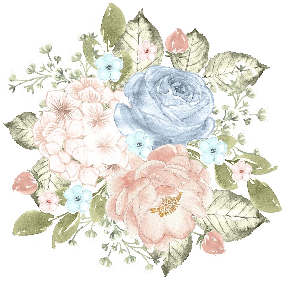 Tea Time Bouquet #2 Fabric Panel