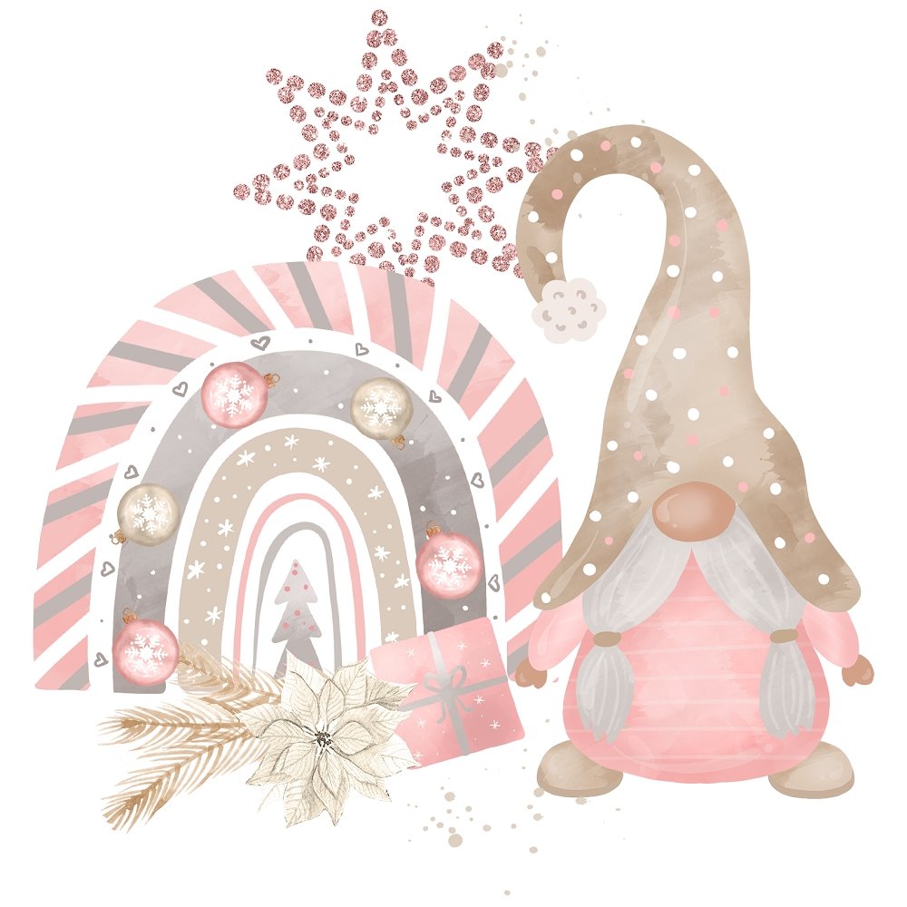 Sweet Christmas Gnomes Scene #3 Fabric Panel