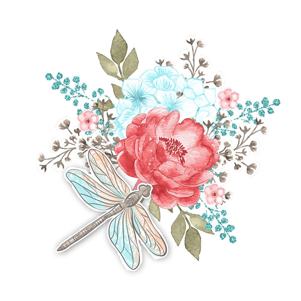 Sweet Dragonfly Scene #2 Fabric Panel