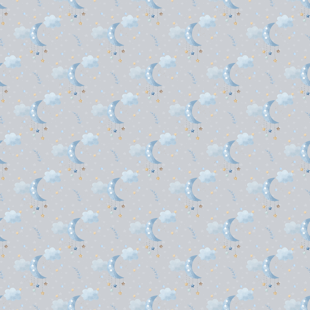 Sweet Dreams Moon Fabric - Gray