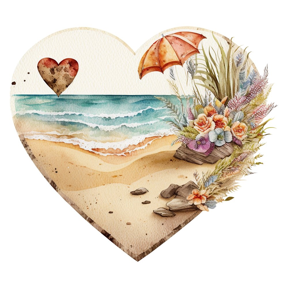 Sunnet Beach Heart #4 Fabric Panel