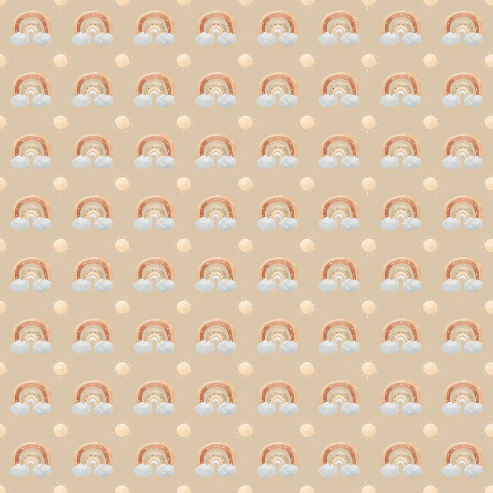 Sunny Suns & Rainbows Fabric - Tan