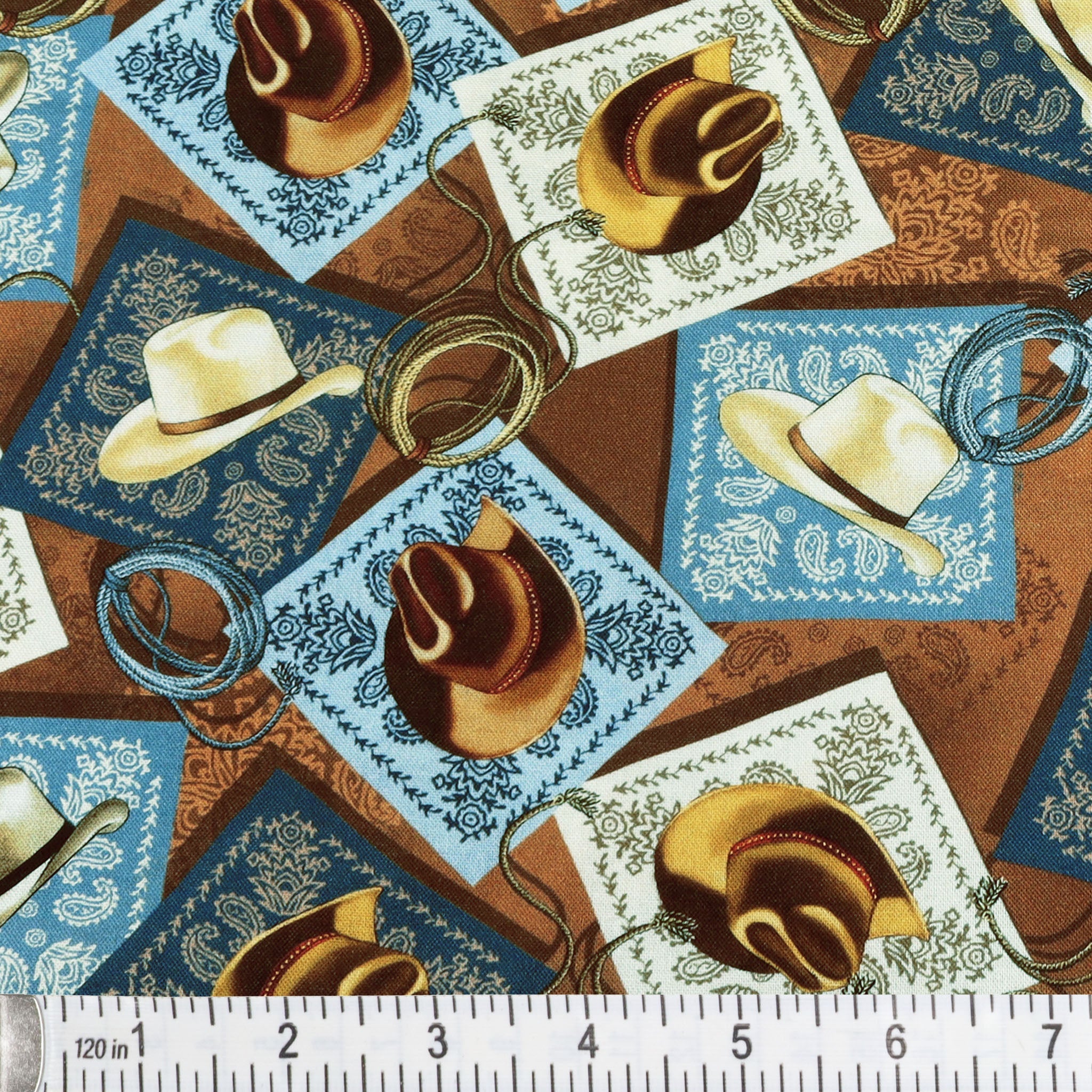 Yellowstone Fabric Collection - Bandanas & Hats Brown