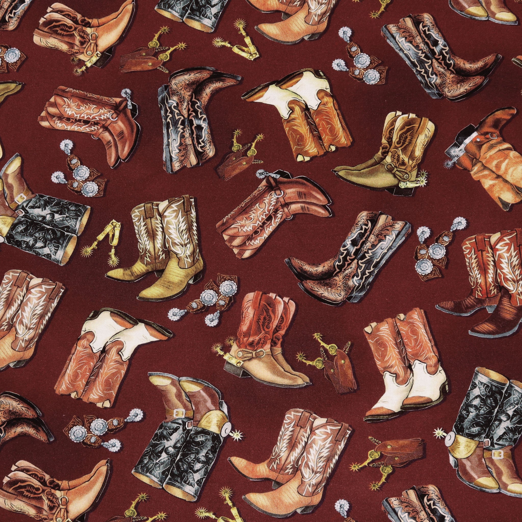 Yellowstone Fabric Collection - Cowboy Boots Brick Red