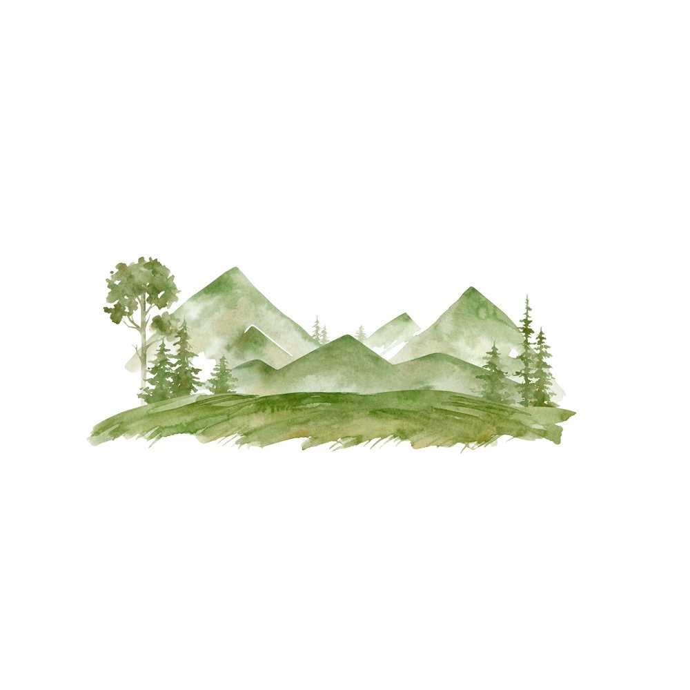 Watercolor Mountain Landscape Fabric Panel