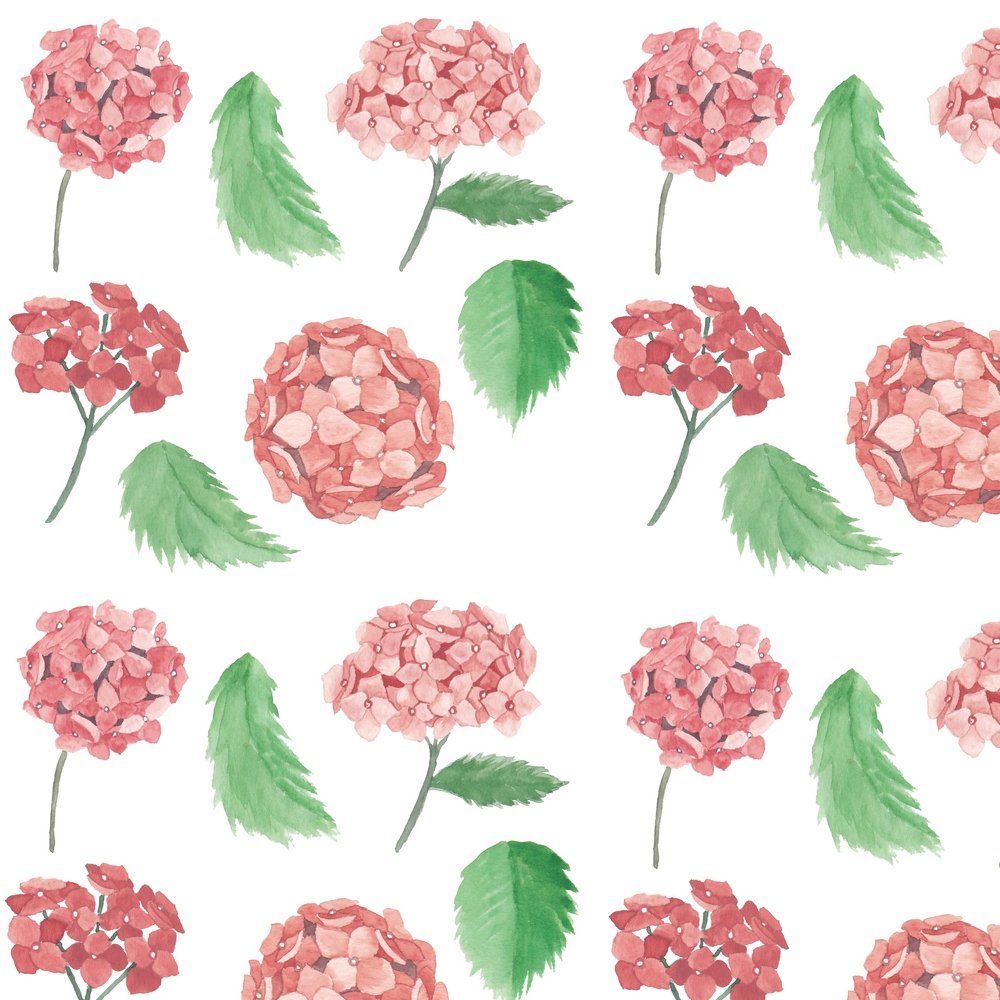 Watercolor Pink Hydrangea Fabric