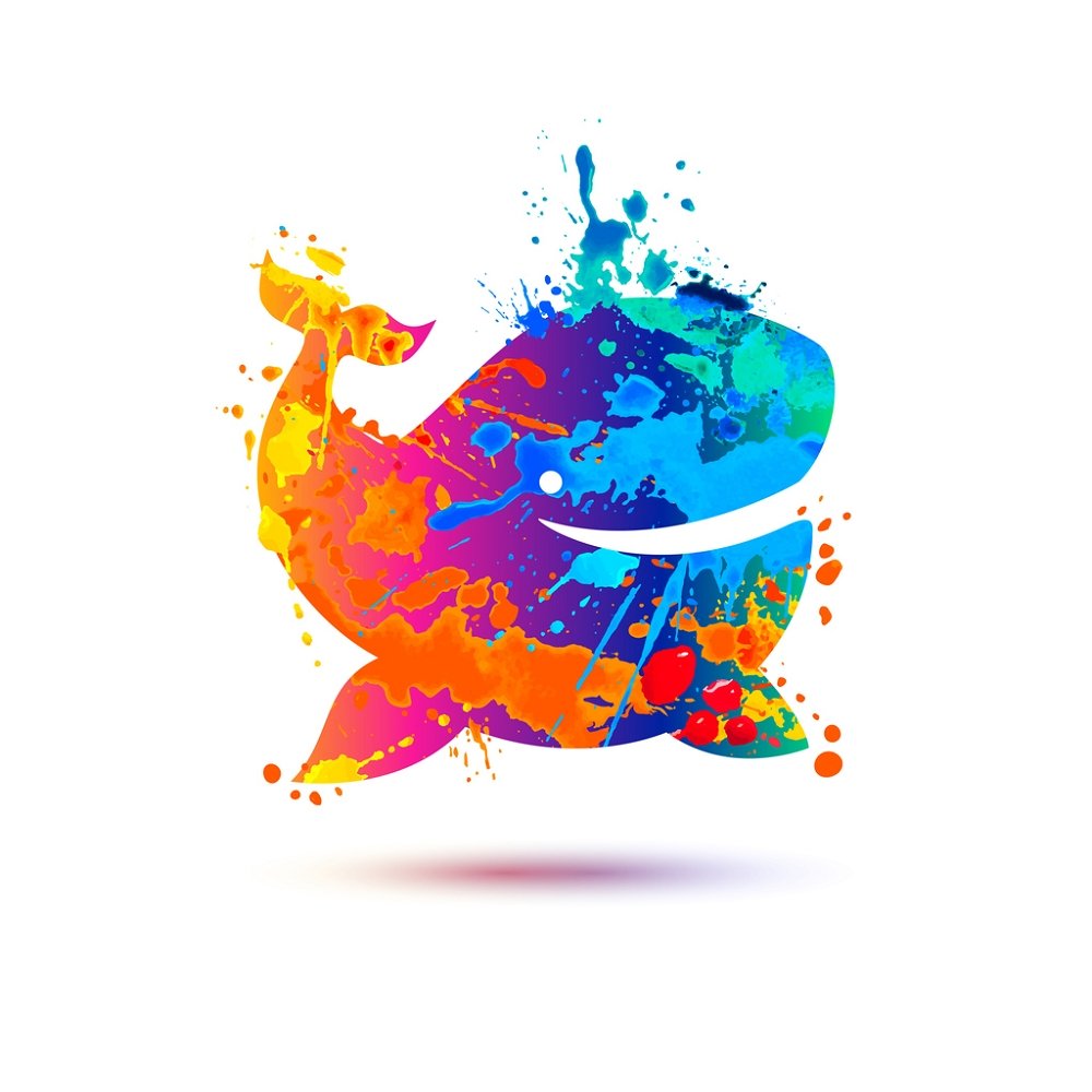 Watercolor Splash Paint Whale Fabric Panel - Multi