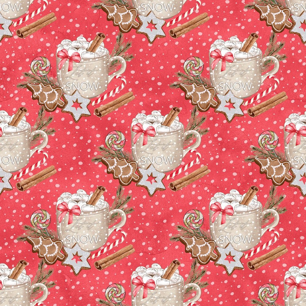Watercolor Sweet Christmas Pattern #2 Fabric