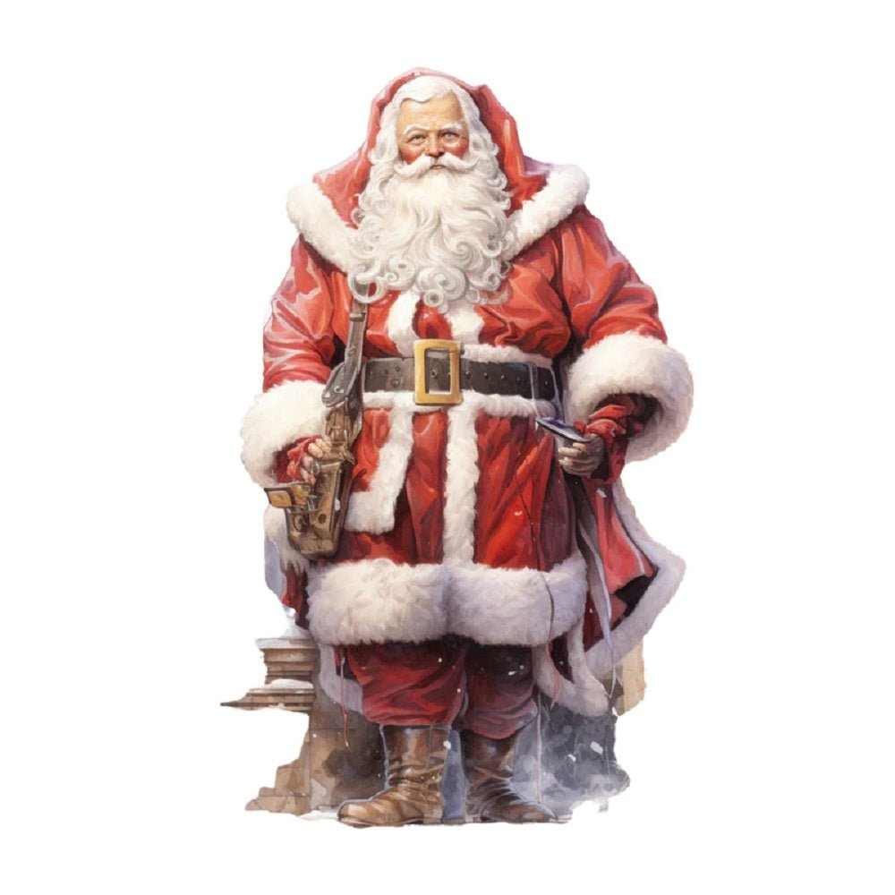 Watercolor Vintage Santa Wide Shot Fabric Panel