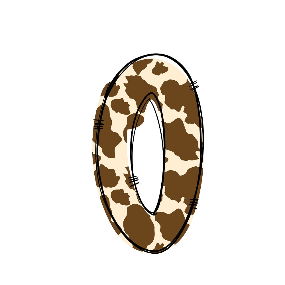 Western Cowboy ''0'' Cow Print Fabric Panel