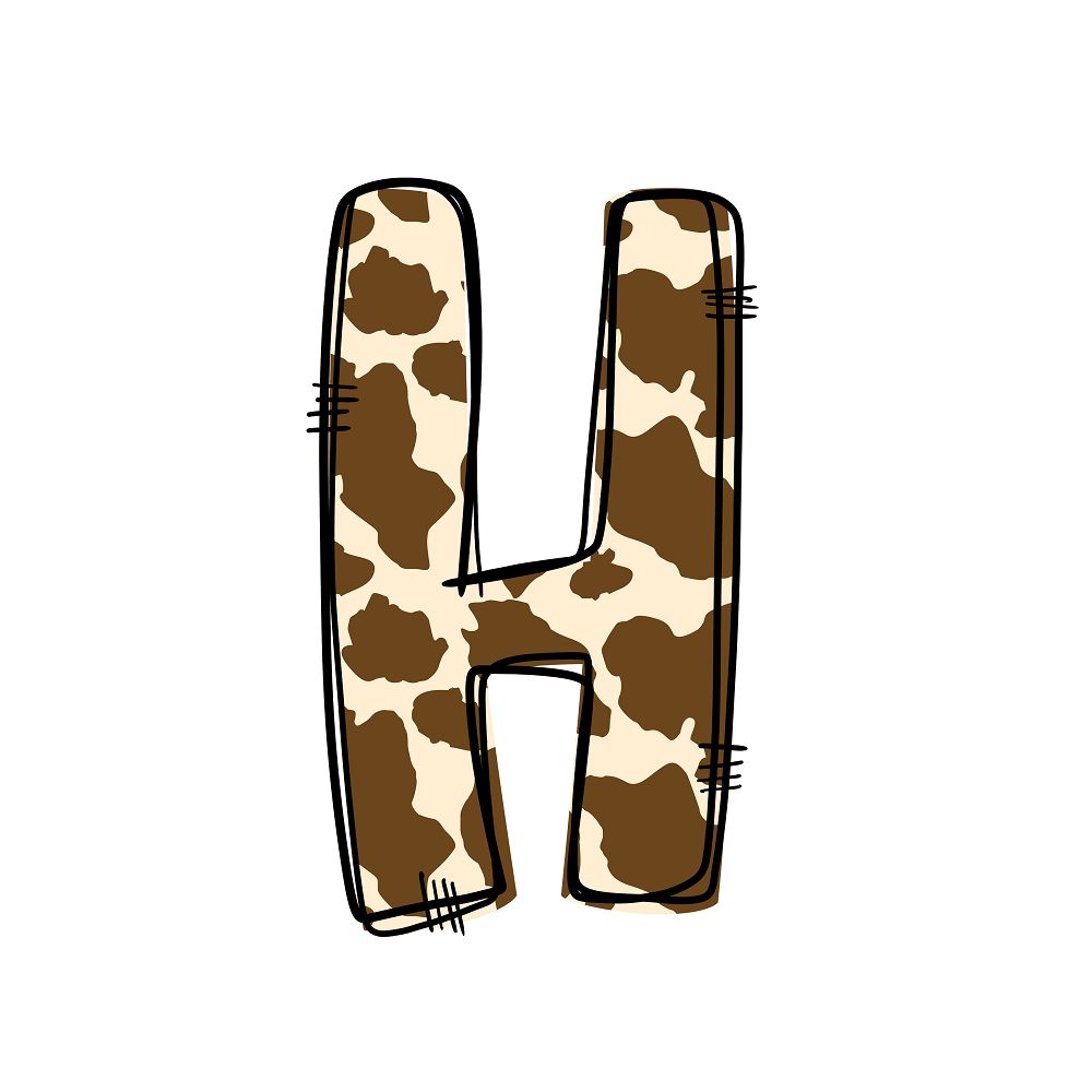 Western Cowboy ''H'' Cow Print Fabric Panel