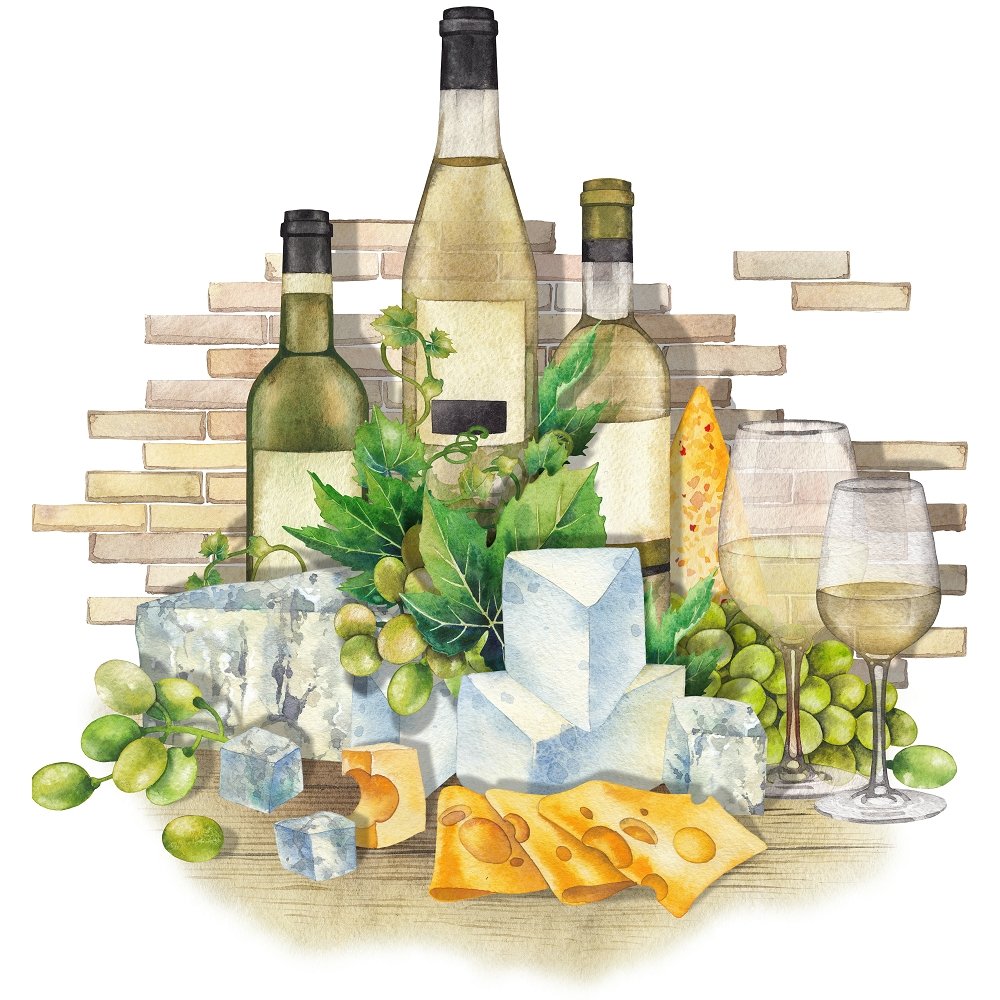 White Wine Party Fabric Panel