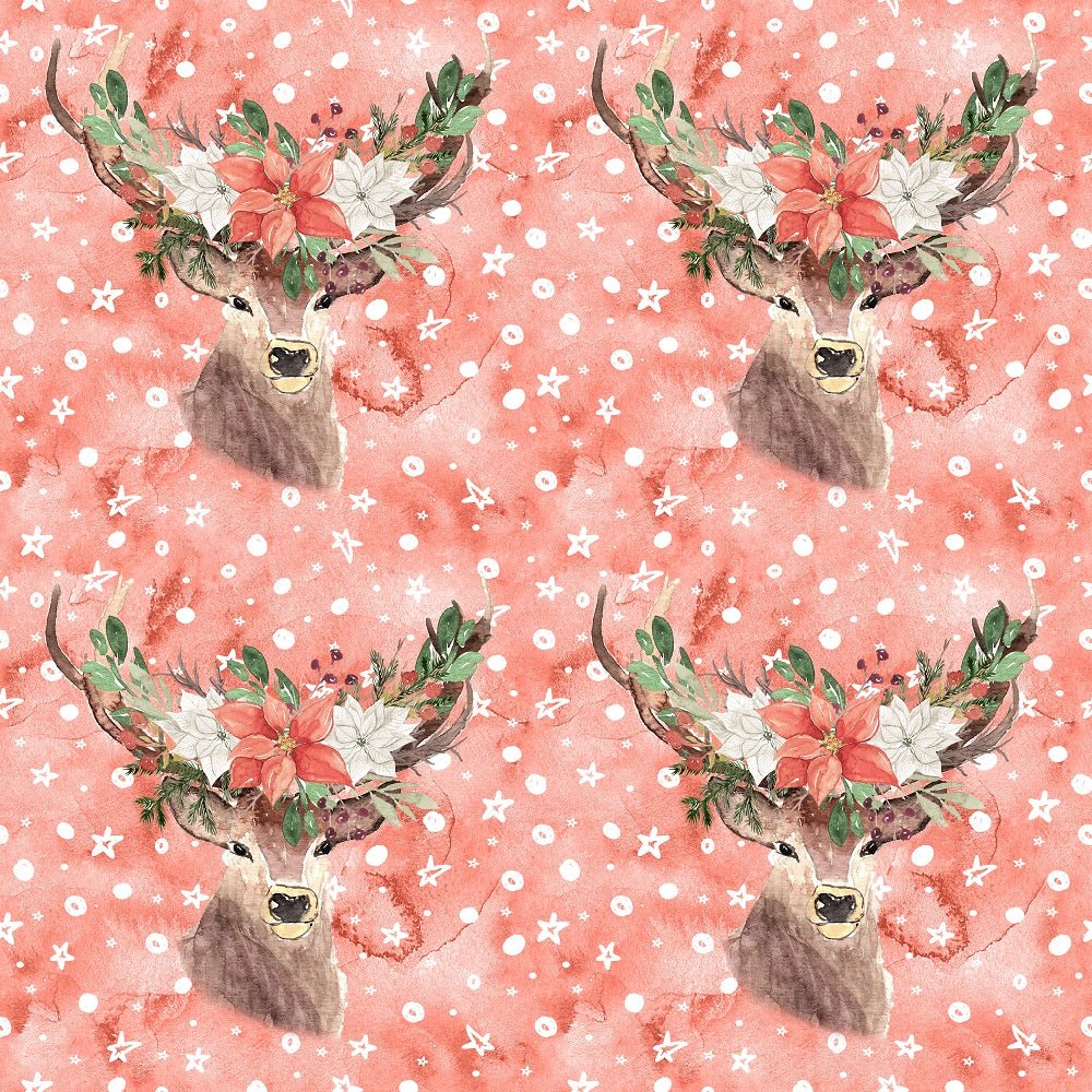 Winter Dreams Deer Heads Fabric - Red