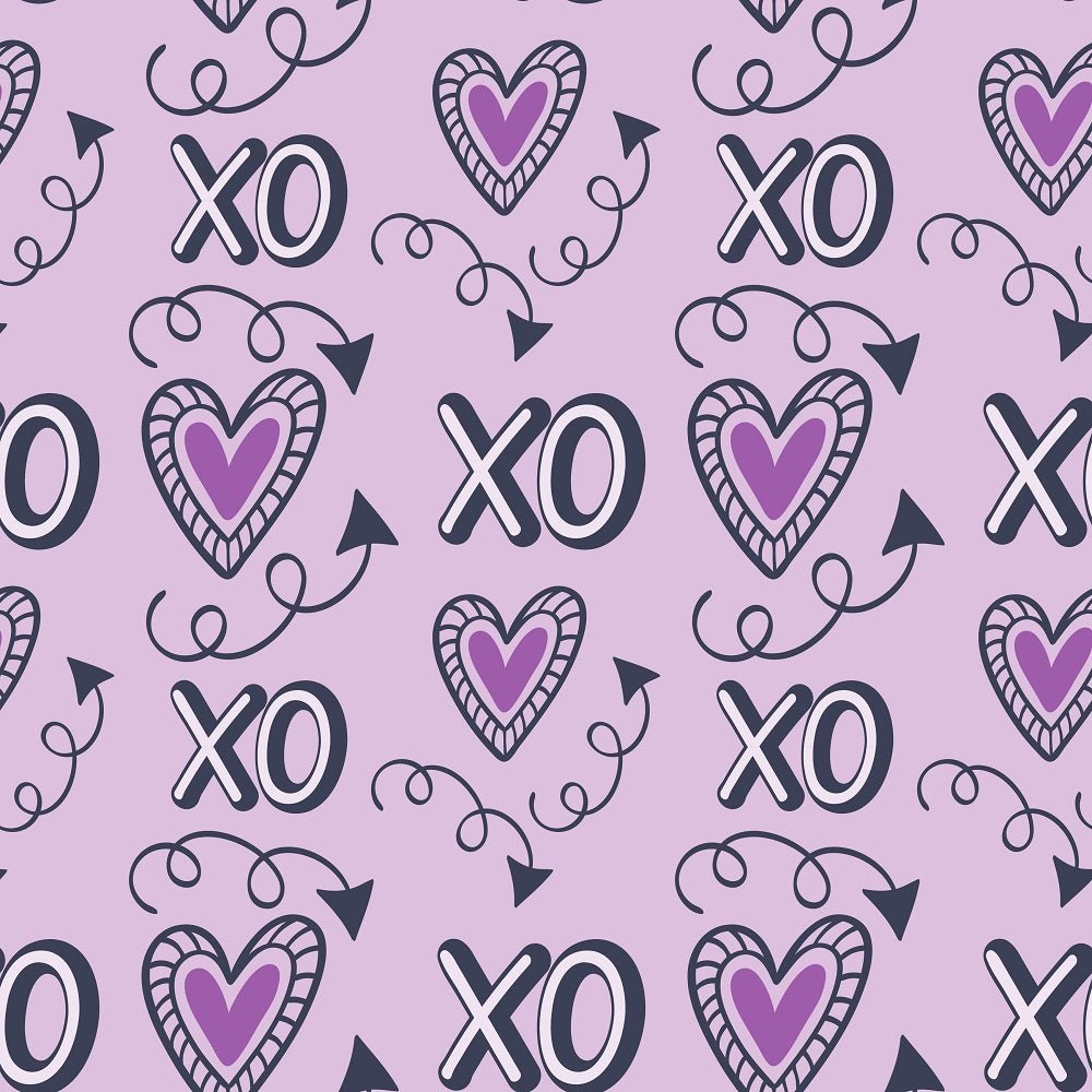 XOXO Hearts Pattern #12 Fabric - Purple