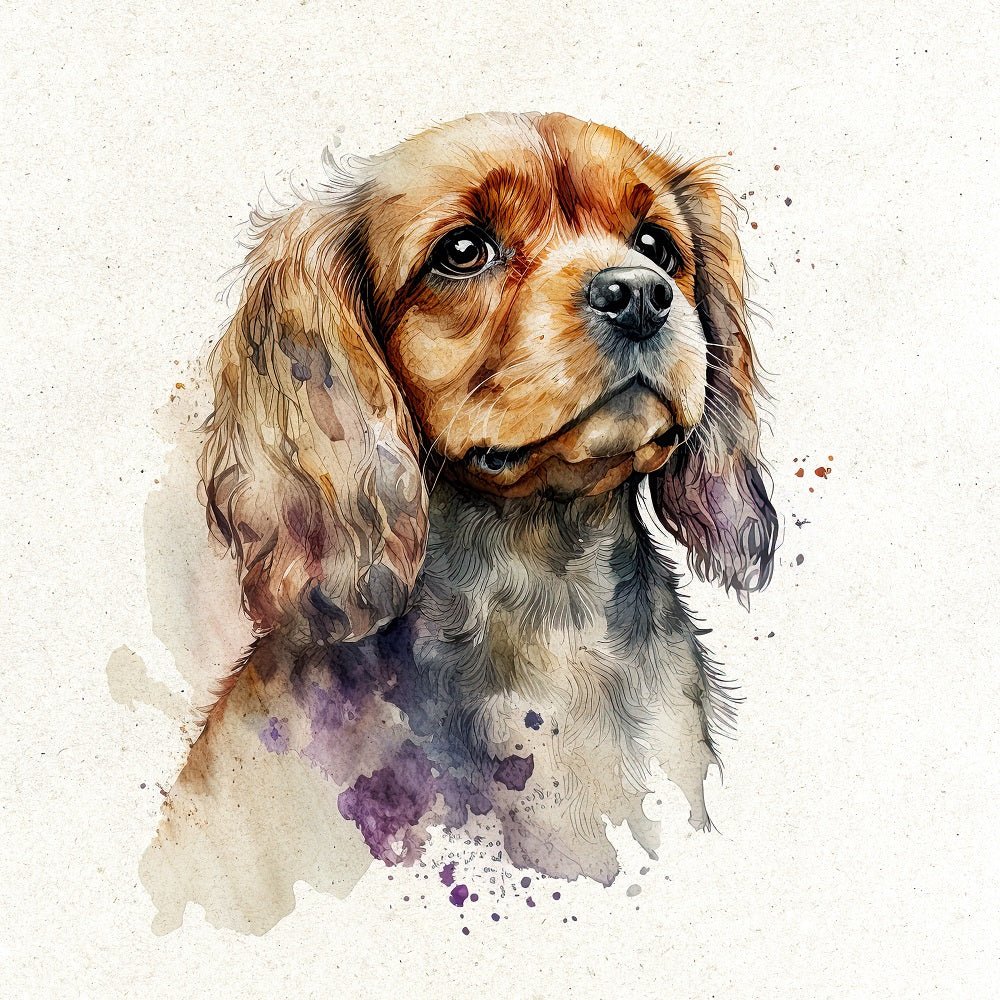 Watercolor Cocker Spaniel Portrait Fabric Panel