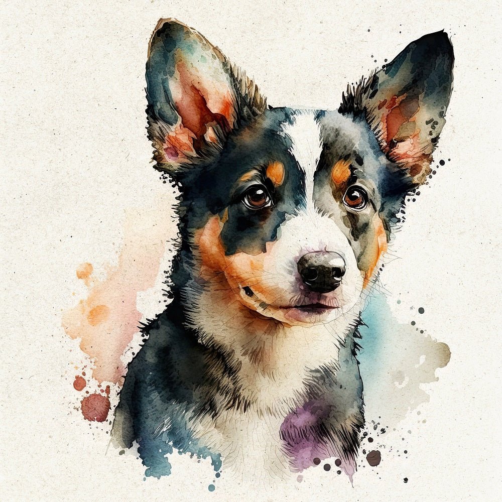 Watercolor Corgi Portrait Fabric Panel