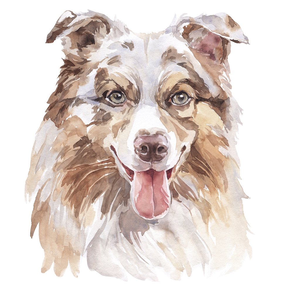 Watercolor Dog Fabric Panel