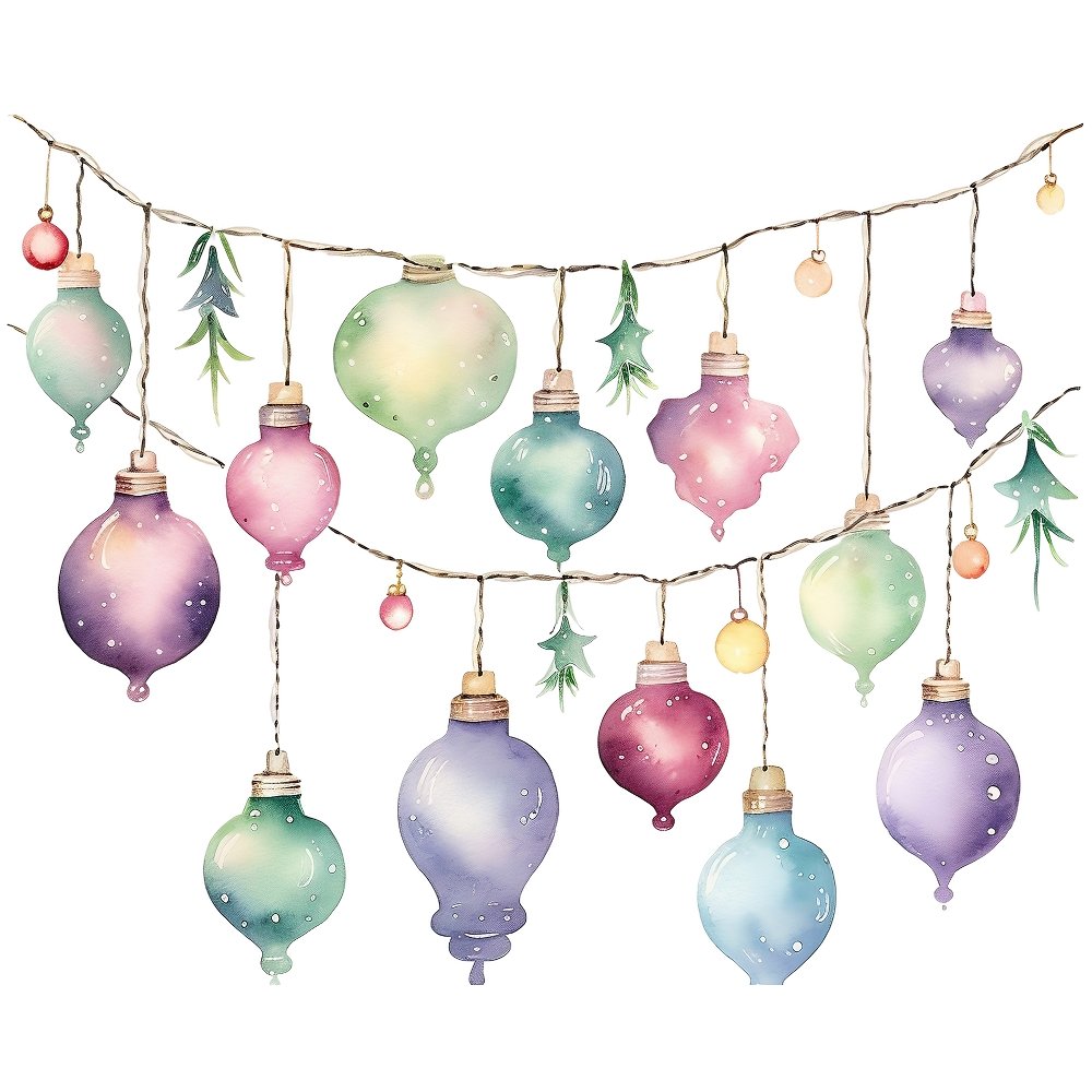 Watercolor Pastel Christmas #2 Fabric Panel