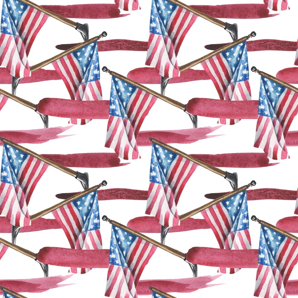Watercolor Perched Flags Fabric