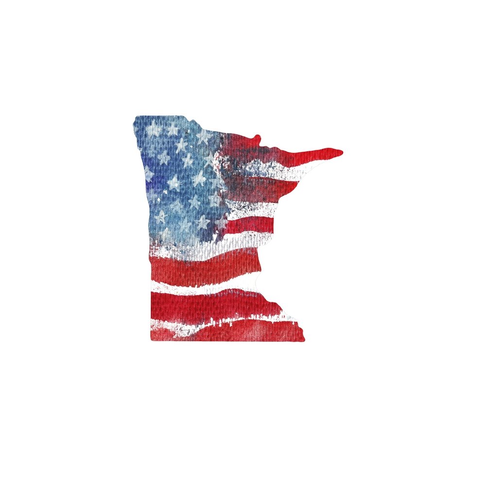 Watercolor Textured Flag Fabric Panel - Minnesota