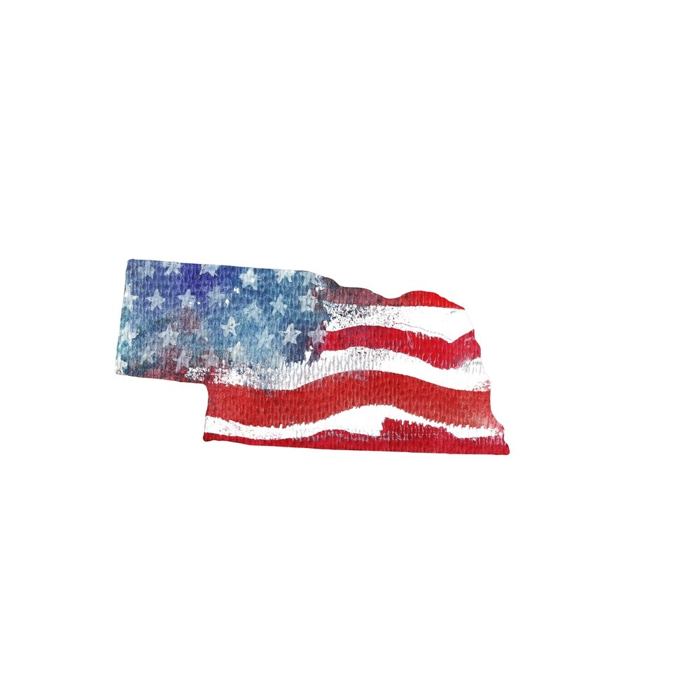 Watercolor Textured Flag Fabric Panel - Nebraska