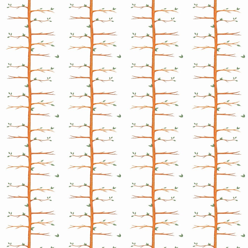 Watercolor Tree Branches and Leaves Fabric