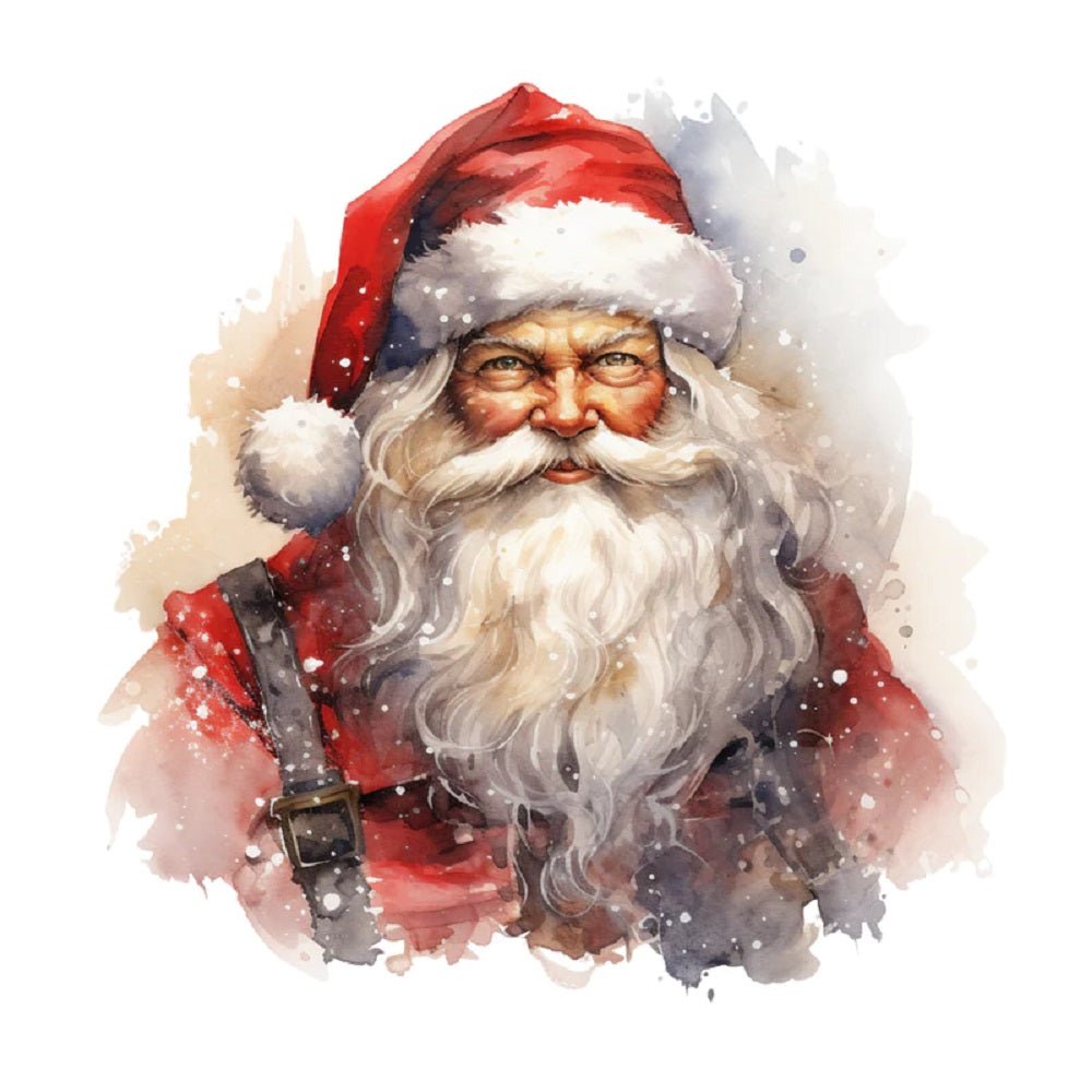 Watercolor Vintage Santa Portrait #5 Fabric Panel