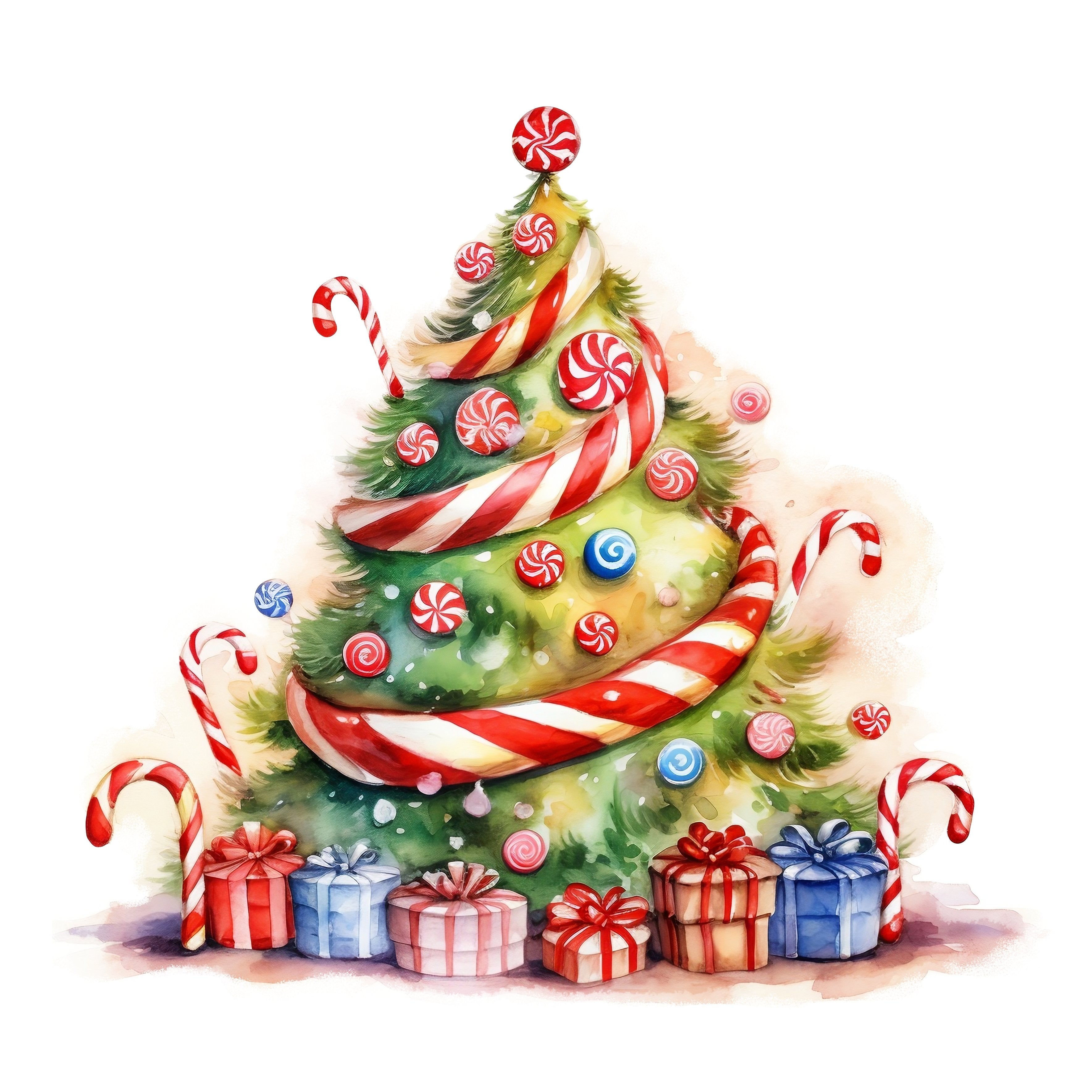 Whimsical Christmas Tree #1 Fabric Panel