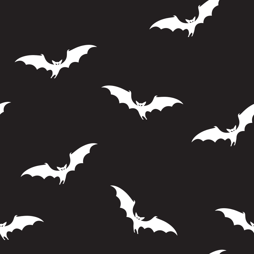 White Bats Fabric - Black
