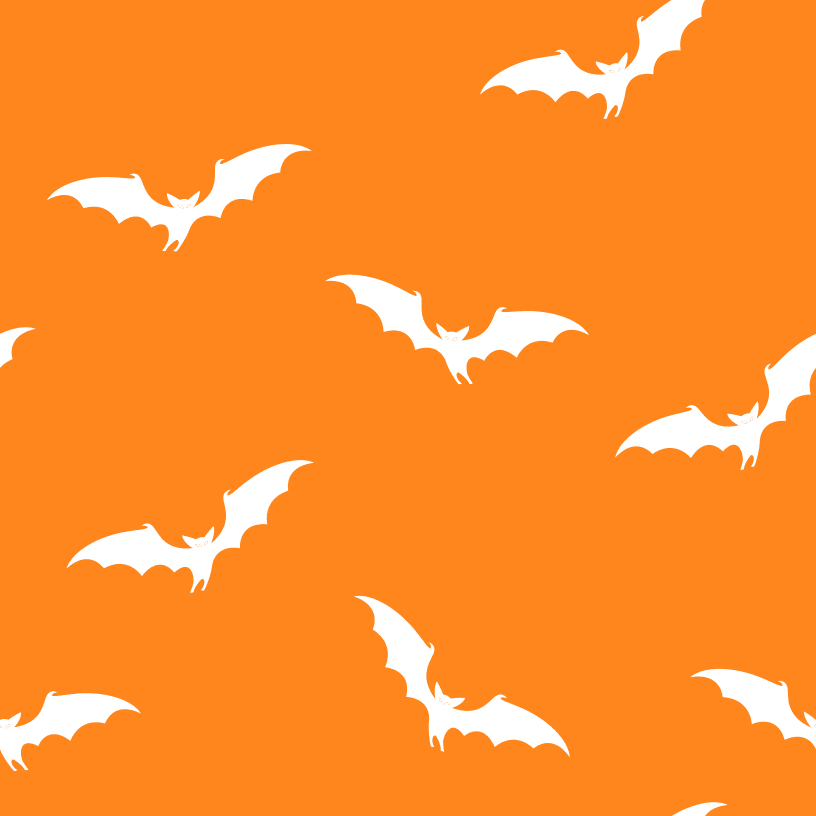 White Bats Fabric - Orange