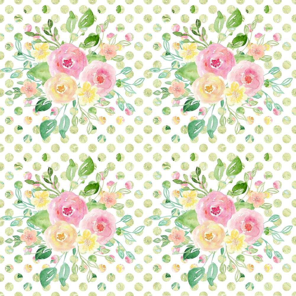 Wild Flower Bouquet on Bold Polka Dot Fabric