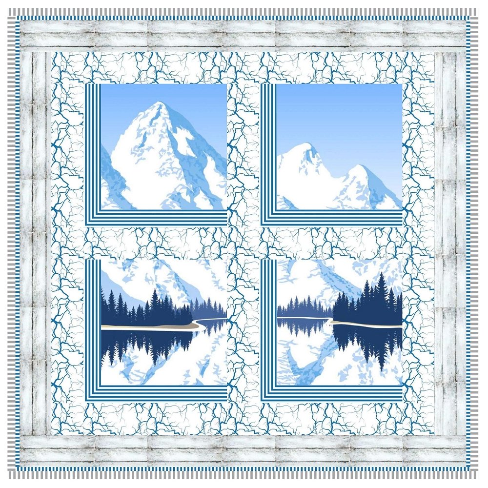 Window to the World - Snowy Mountains Wall Hanging 29 1/2" x 29 1/2"