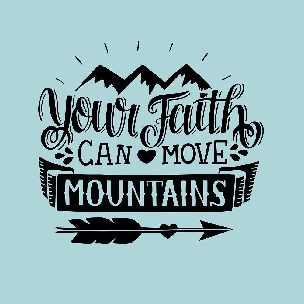 Your Faith Can Move Mountains Fabric Panel - Blue
